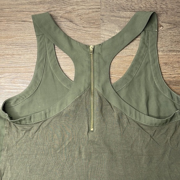 Express Women’s Army Olive Green Racer Back Tank Blouse, Back Zip, size small - Picture 9 of 10